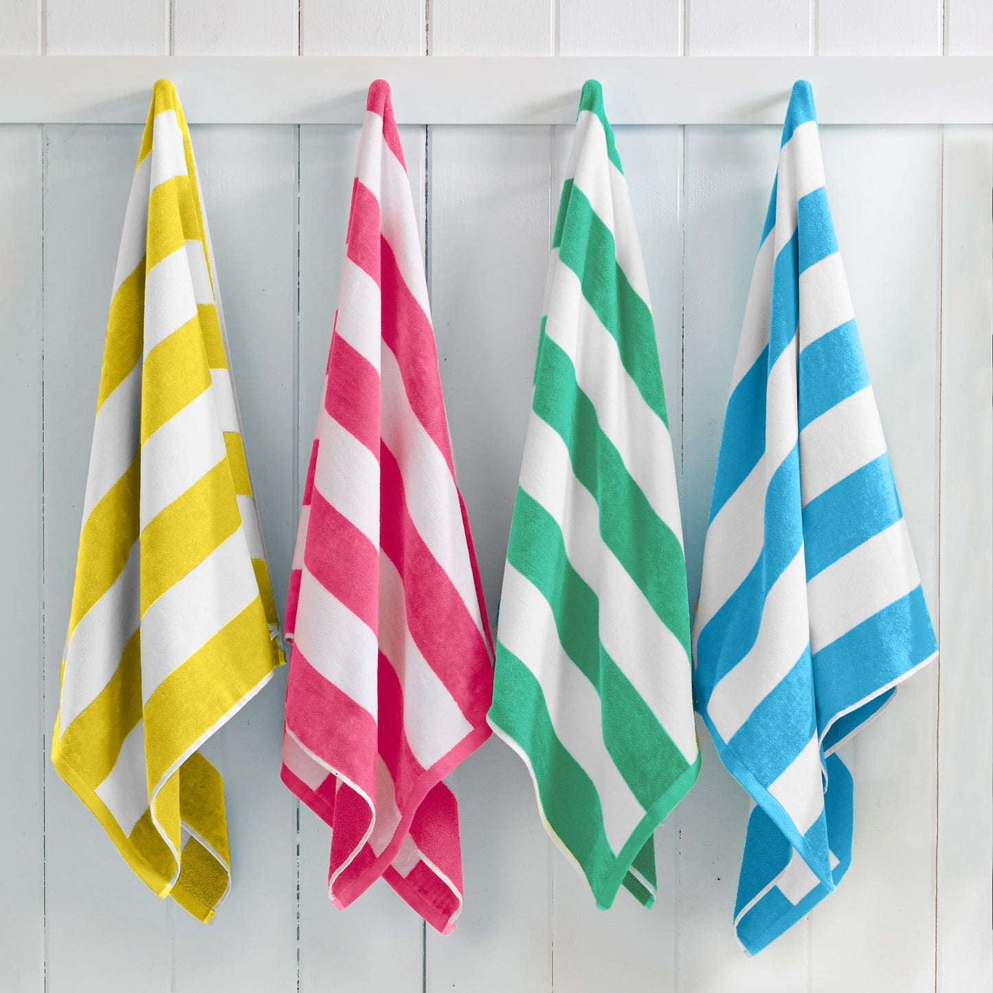 Oversized Cotton Velour Cabana Stripe Beach Towel Novia Collection Ultra Soft for Beach Poolside Camping