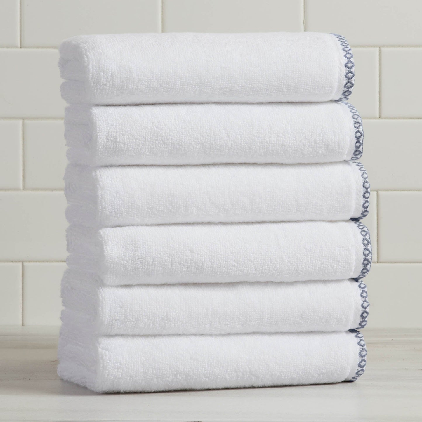 Cotton Border Stitched 6 Piece Towel Set Valery Collection Zero Twist Combed Cotton
